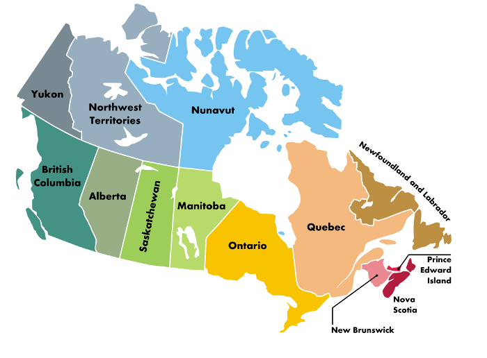 Shopping map of Canada states