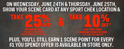 Coupon for: Sport Chek Canadian stores, Scene member exclusive offer