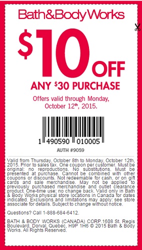Coupon for: Save with coupon at Canadian Bath & Body Works stores