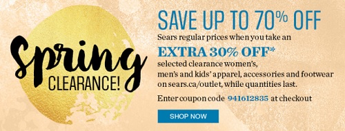 Coupon for: Save at Sears Canada Outlet online