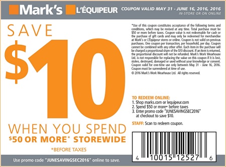 Coupon for: Shop with coupon at Mark's Canada