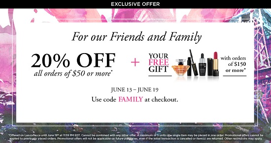 Coupon for: Friends & Family Sale at Lancome Canada