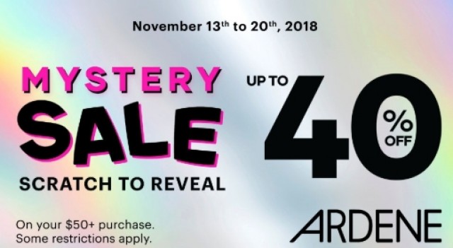 Coupon for: MYSTERY SALE  at Ardene,at Metropolis a Metrotown.