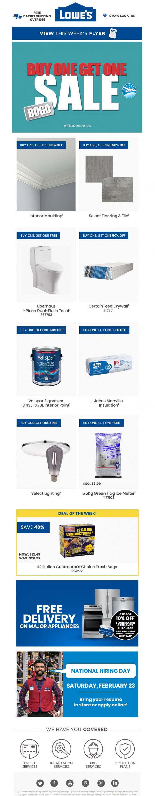 Coupon for: Lowe's - Buy one get one SALE - BOGO