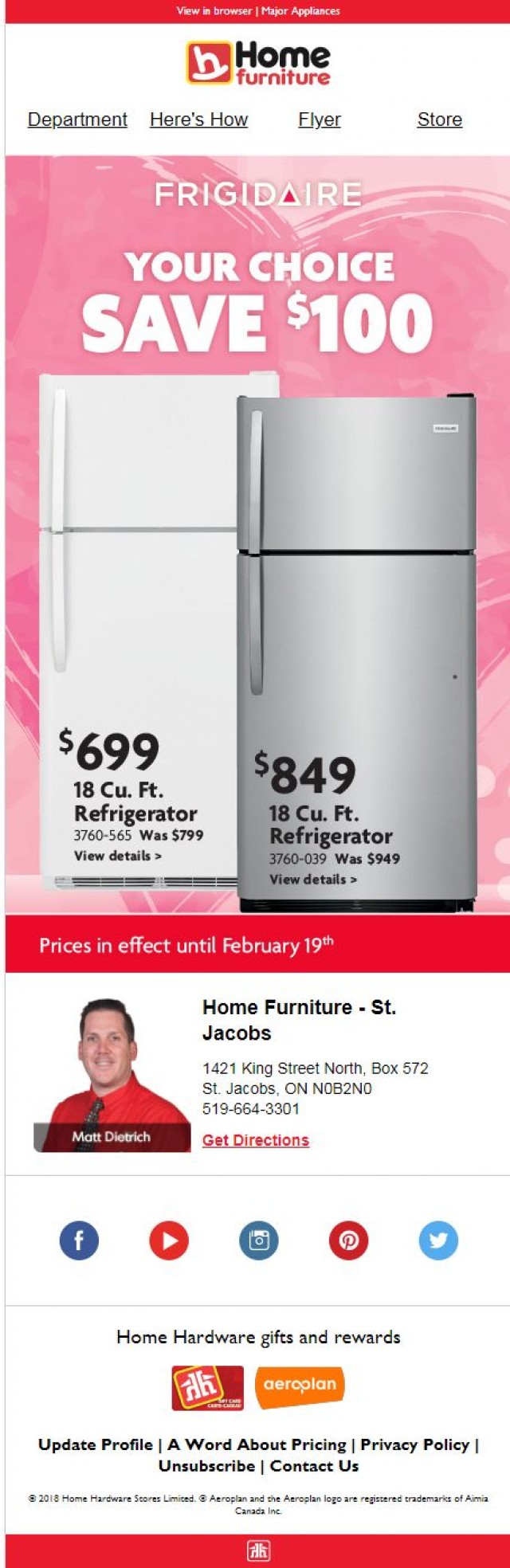 Coupon for: Home Furniture - Frigidaire time