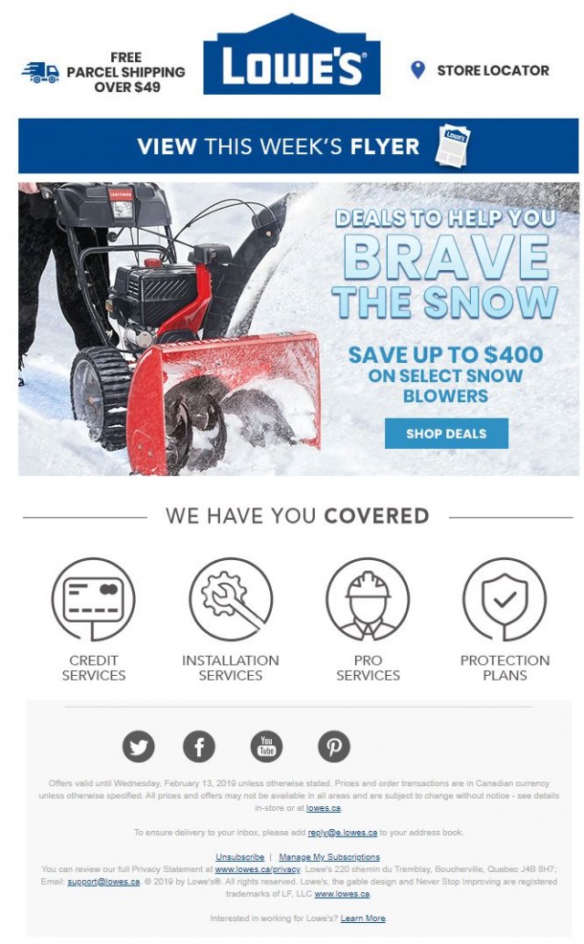 Coupon for: Lowe's - Deals to help you brave the snow