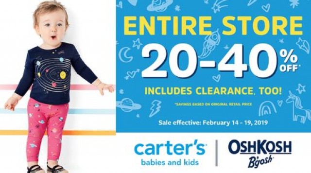 Coupon for: ENTIRE STORE 20-40% OFF at Carter's / OshKosh