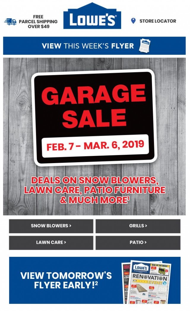 Coupon for: Lowe's - Garage Sale