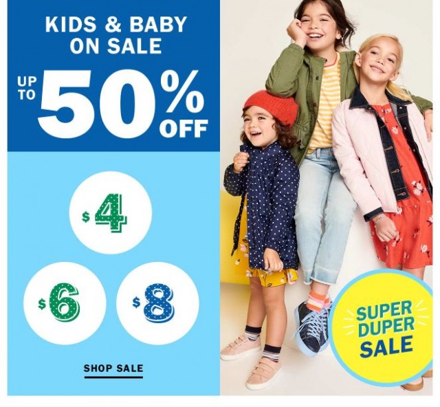 Coupon for: Old Navy - Up to 50% Off Kids and Baby Sale