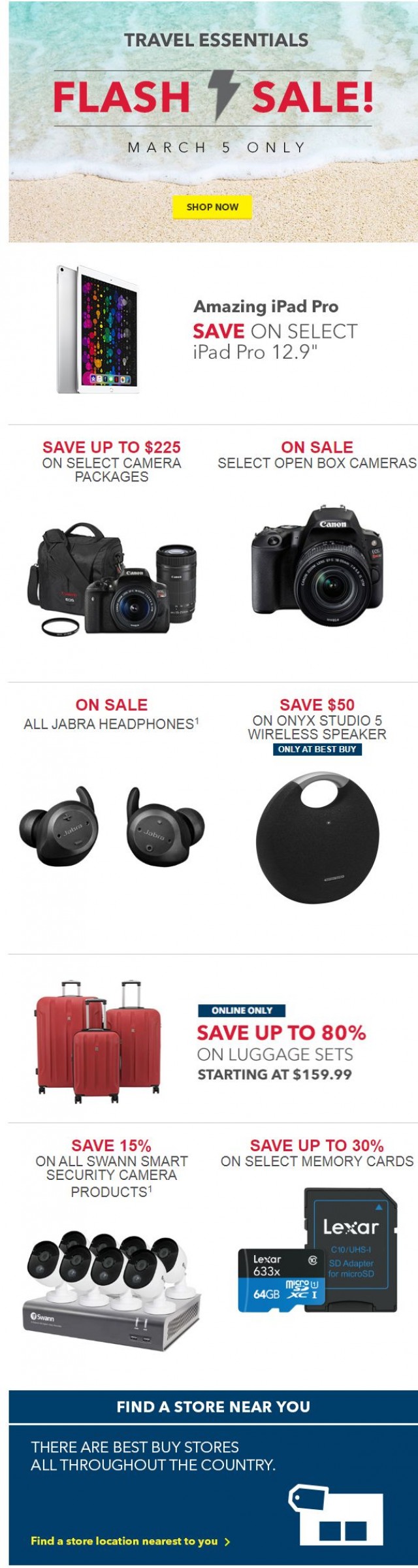 Coupon for: Best Buy - Today only! Huge Savings on Travel Tech