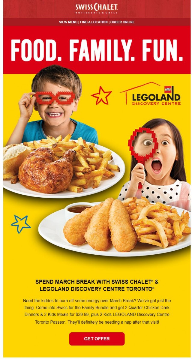 Coupon for: Swiss Chalet - want to go to LEGOLAND Discovery Centre Toronto