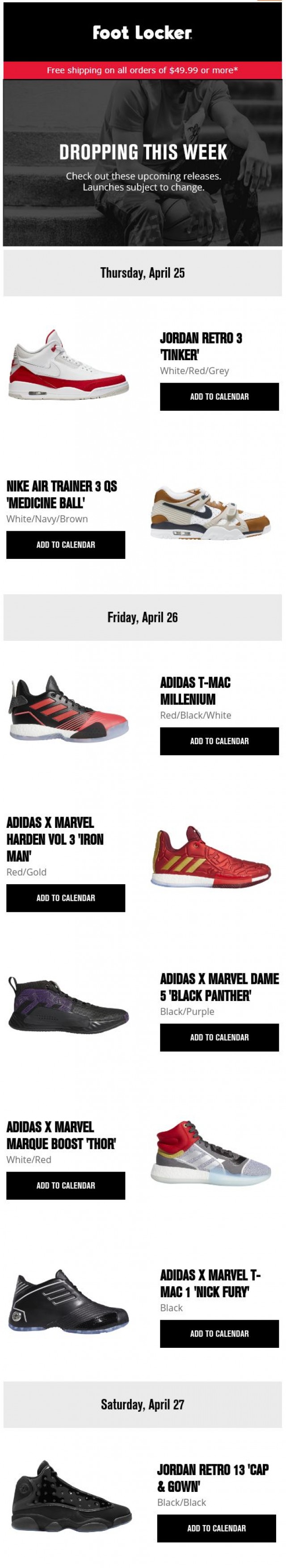 Coupon for: Foot Locker - Check out this week’s releases!