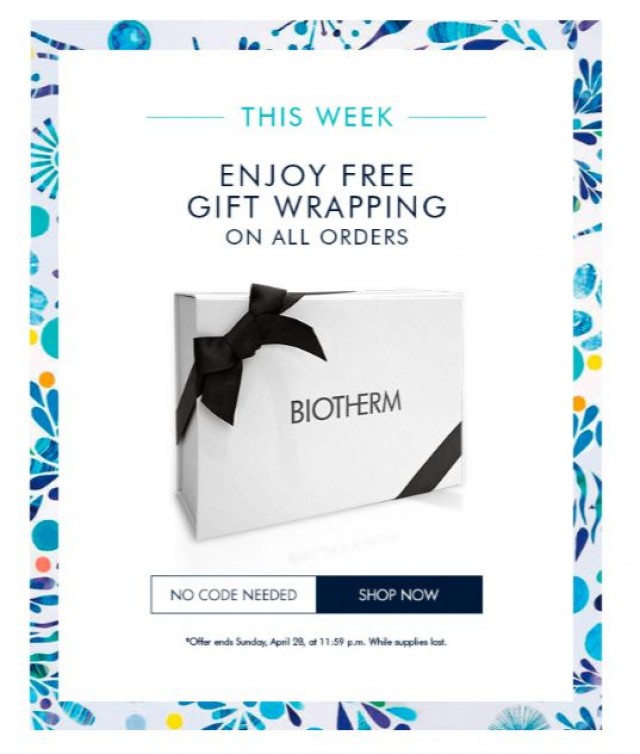 Coupon for: Biotherm Canada - Get free wrapping