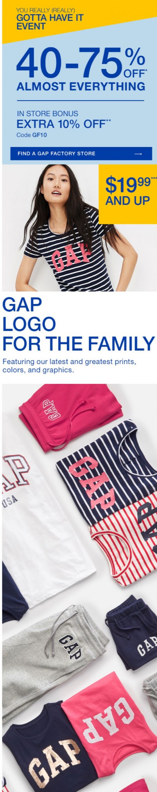 Coupon for: Gap Factory Canada - Ends soon