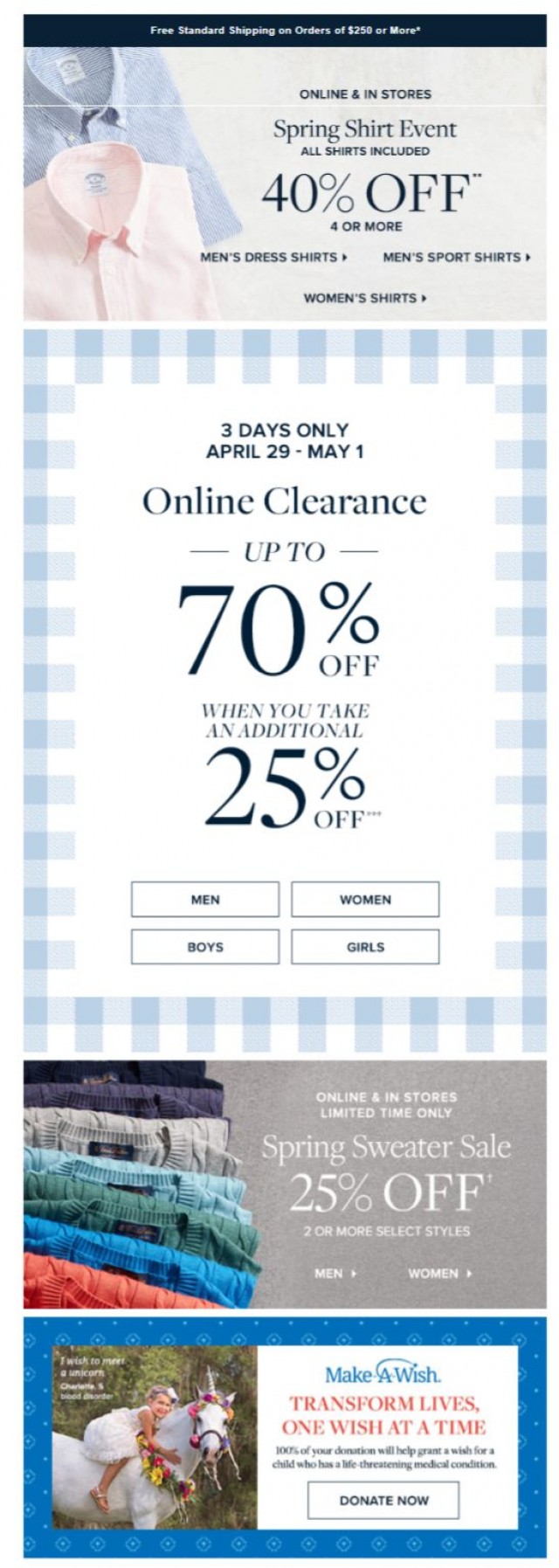 Coupon for: Brooks Brothers - Up to 70% off when you take an extra 25% off