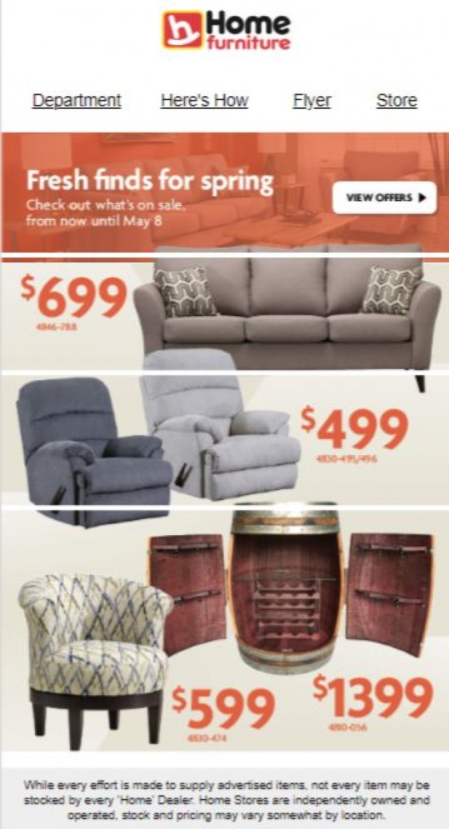 Coupon for: Home Furniture - Freshen up your home for spring