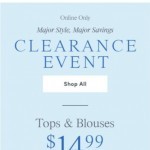 Coupon for: Ann Taylor Factory - $14.99 Tops, $24.99 Pants, $34.99 Dresses & More!