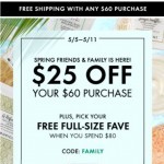 Coupon for: Origins - Friends & Family Starts Now! $25 Off + FREE Full-Size