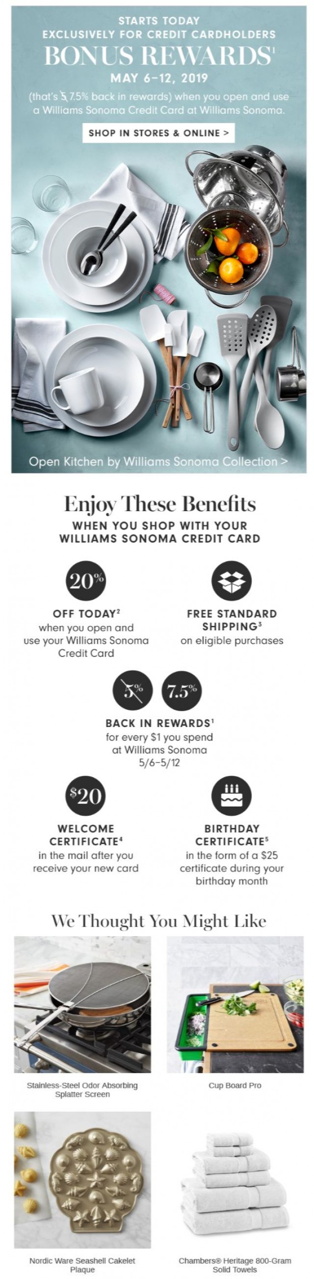 Coupon for: Williams Sonoma - Now Is a Good Time to Start Earning Rewards: BONUS REWARDS Start Today!