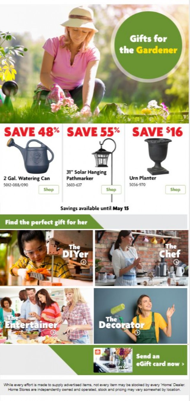 Coupon for: Home Hardware - Don't forget about Mom's big day