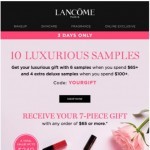 Coupon for: Lancolme - Enjoy 10 FREE Deluxe Samples