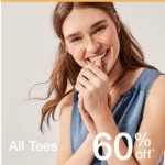 Coupon for: Gap - 60% off tees, 50% off shorts, 40% off dresses.
