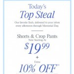 Coupon for: Ann Taylor - Today’s Top Steal: Shorts & Crop Pants Starting At $19.99 