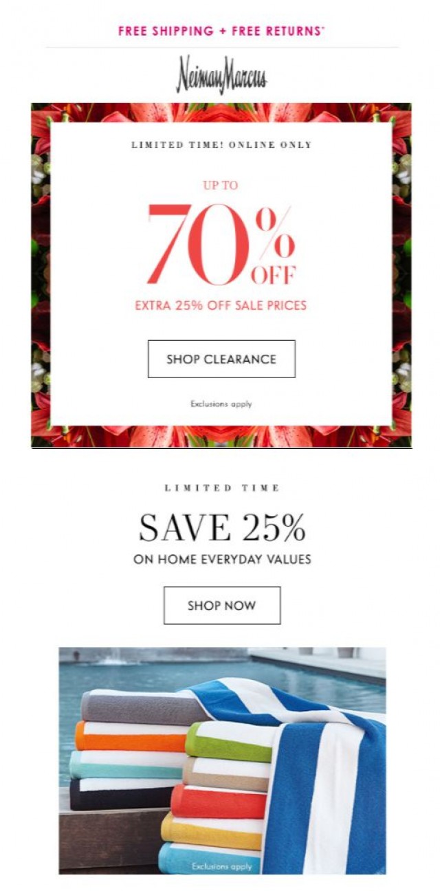 Coupon for: Neiman Marcus - 3 days only: 70% off