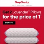 Coupon for: Sleep Country Canada - Peter, don’t miss this Lavender Pillow 2 for 1! 