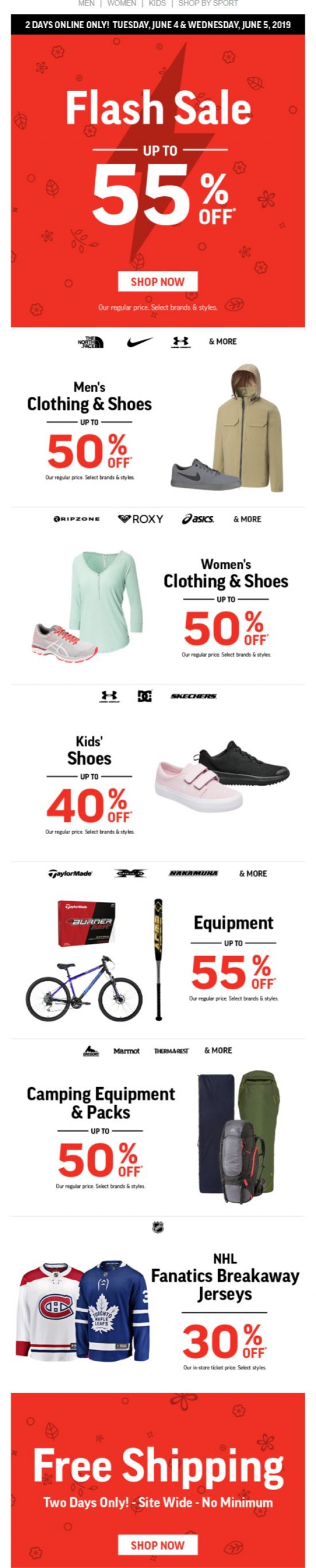 Coupon for: SportChek - Flash Sale ⚡ Up To 55% Off On Shoes, Clothing & Equipment