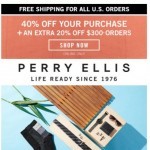 Coupon for: Perry Ellis - 40% Off Your Purchase 