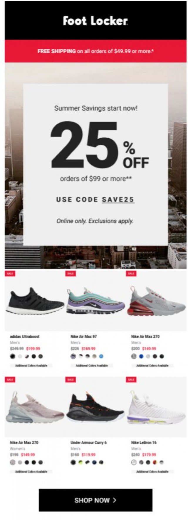 Coupon for: Foot Locker - Ice your summer and save 25%!