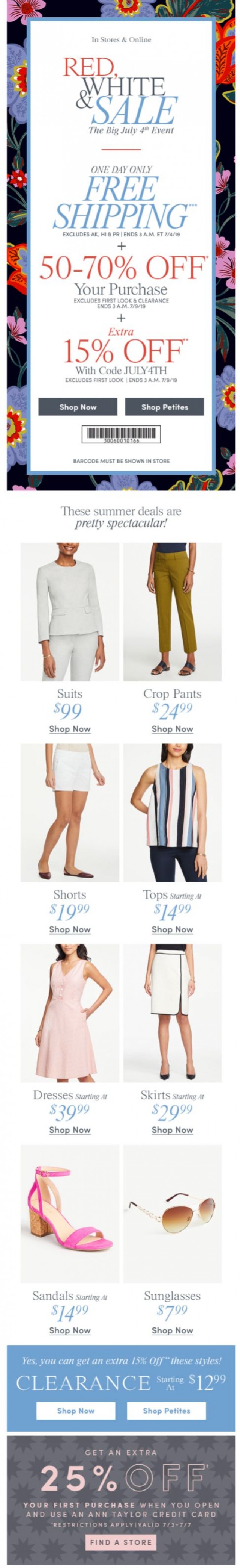 Coupon for: Ann Taylor Factory - Free Shipping + 50-70% Off + Extra 15% Off