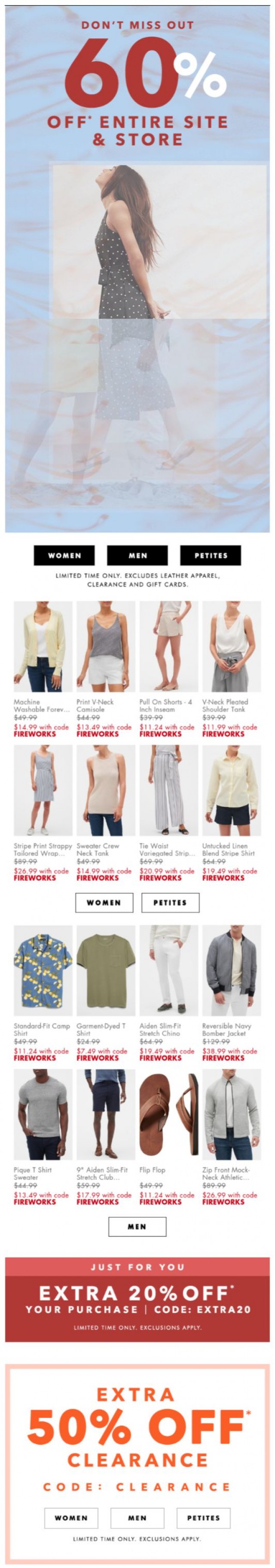 Coupon for: Banana Republic Factory - 72 HOURS LEFT: 60% off NEW ARRIVALS + extra 20% off