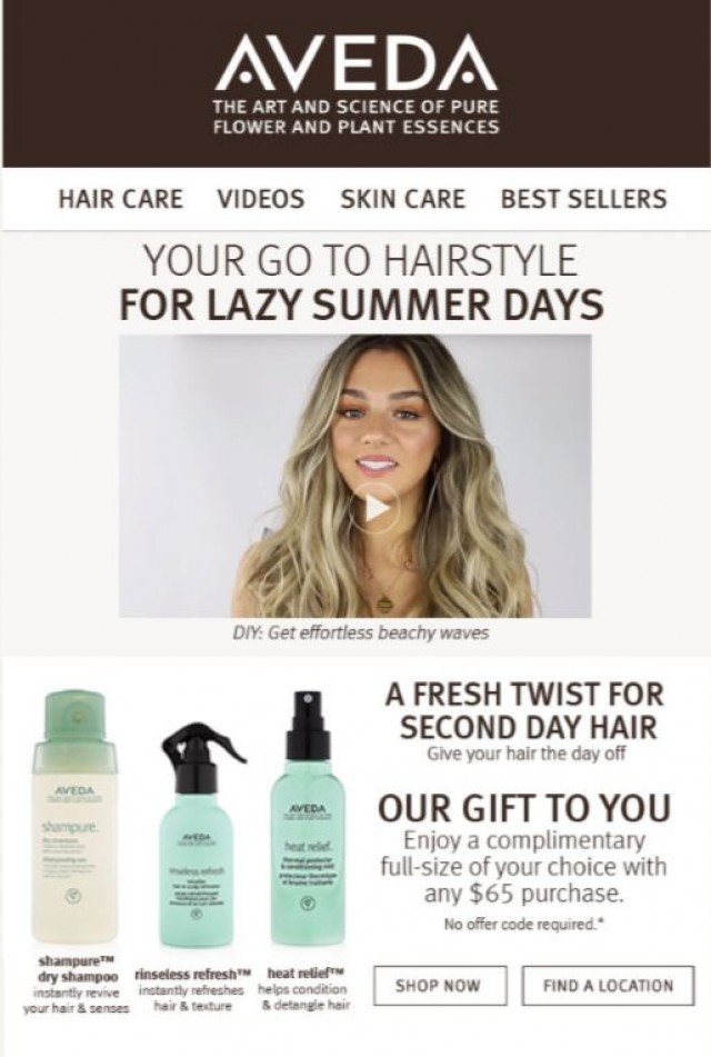 Coupon for: Aveda - Lazy summer hair | Free full-size 