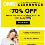 Coupon for: Hudson's Bay - OMG! Our MEGA Summer Clearance up to 70% OFF