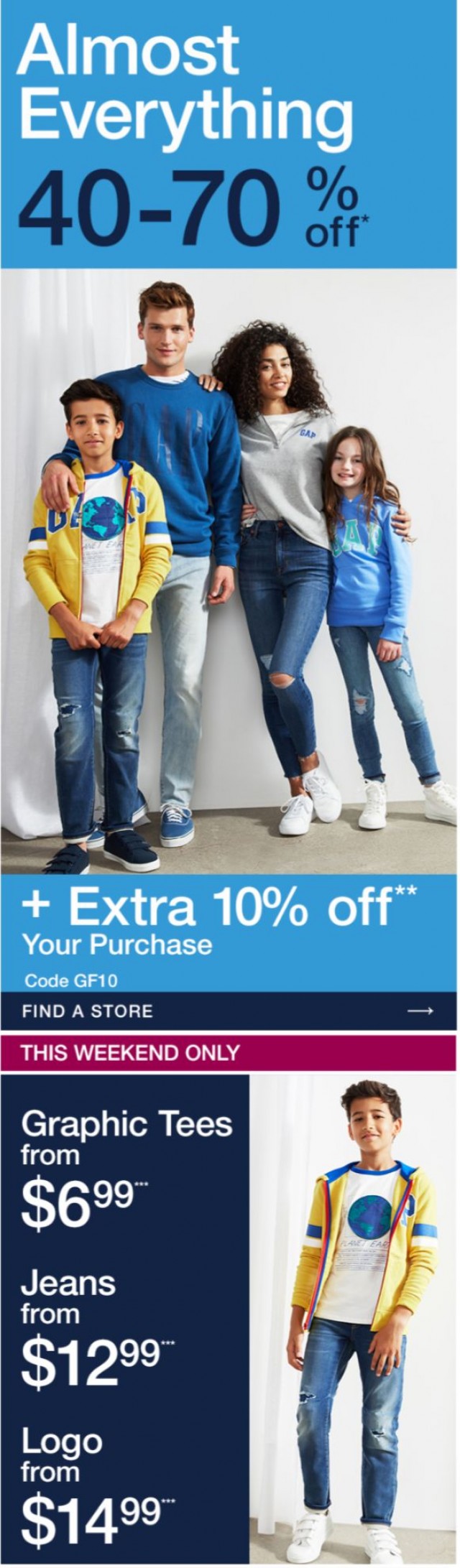 Coupon for: GAP - 40 - 70% Off Almost EVERYTHING.