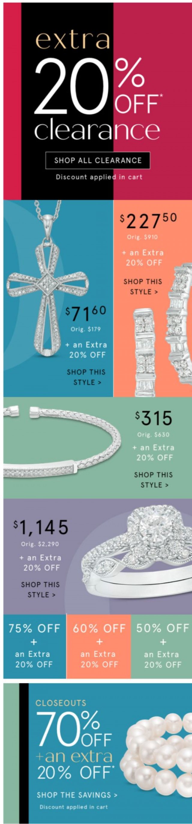 Coupon for: Zales Outlet - Sale on Sale: Extra 20% Off Clearance