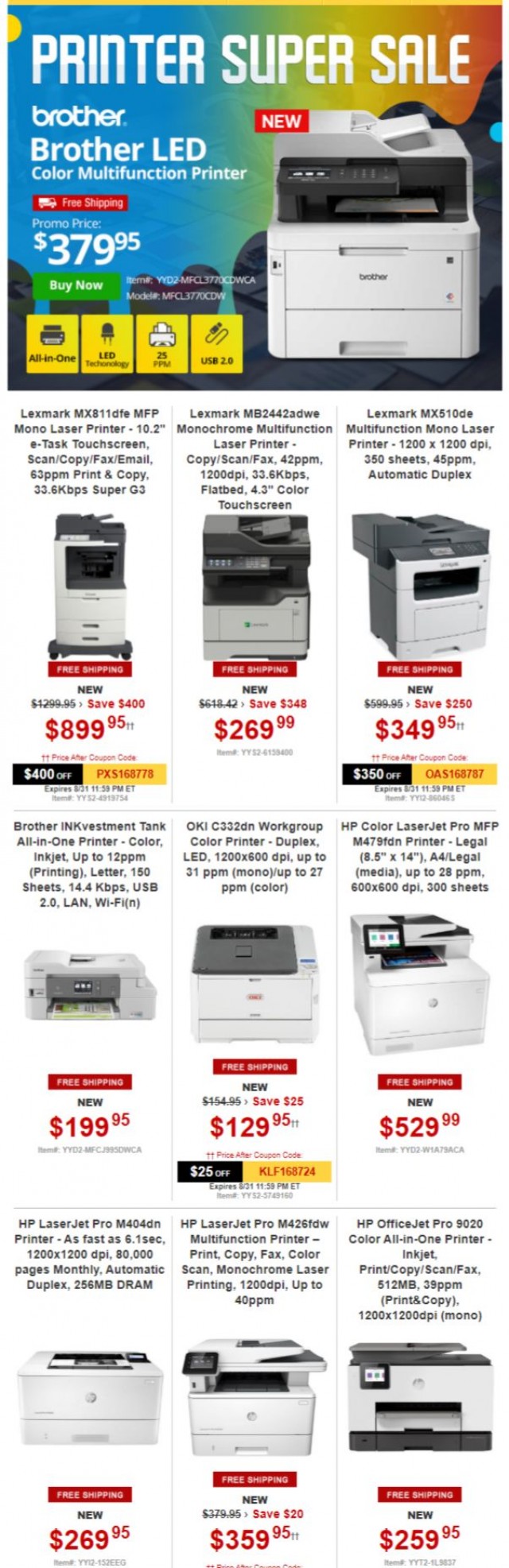 Coupon for: TigerDirect - PRINTER SUPER SALE!! 