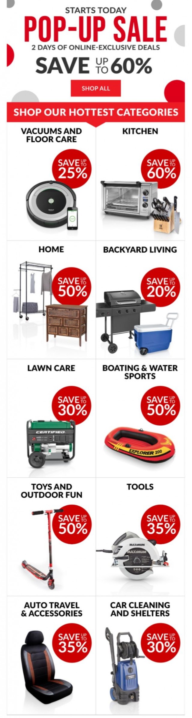 Coupon for: Canadian Tire - Up to 60% off for 2 days only - Starts now