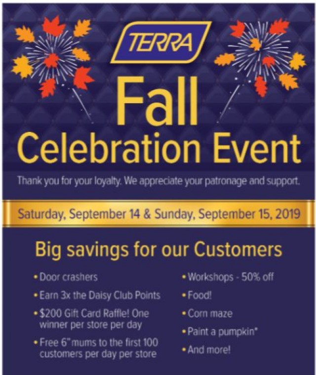 Coupon for: TERRA Greenhouses - Fall Celebration Event is Almost Here!