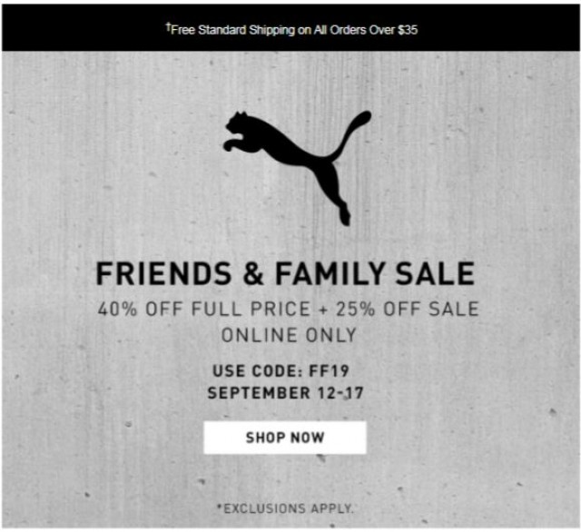 Coupon for: Puma - Hey Fam, Here's 40% Off