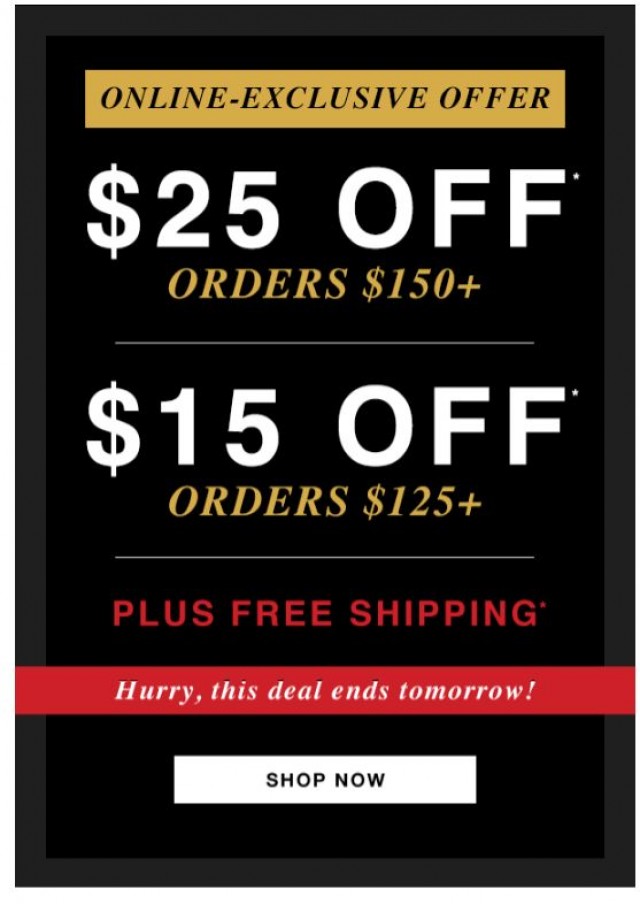 Coupon for: GUESS Factory Men - Redeem Now: $15 or $25 Off