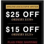 Coupon for: GUESS Factory Men - Redeem Now: $15 or $25 Off