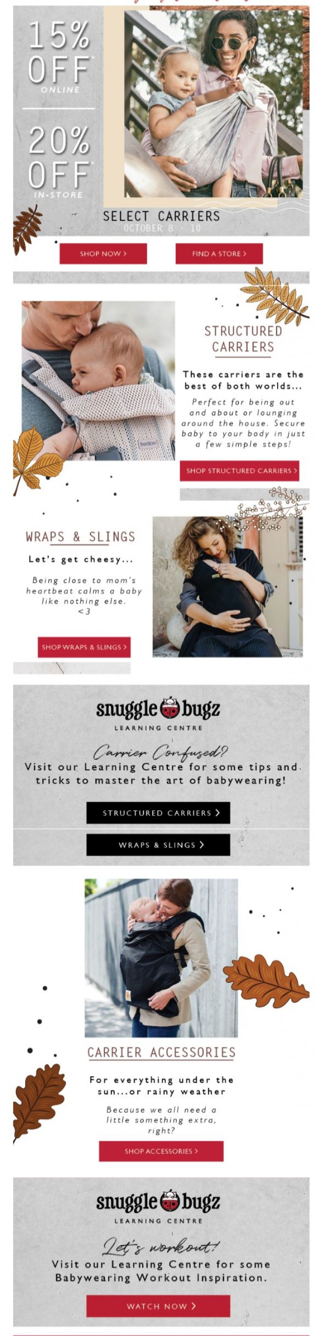 Coupon for: Snuggle Bugz - Get Carried Away with Up to 20% off Carriers!