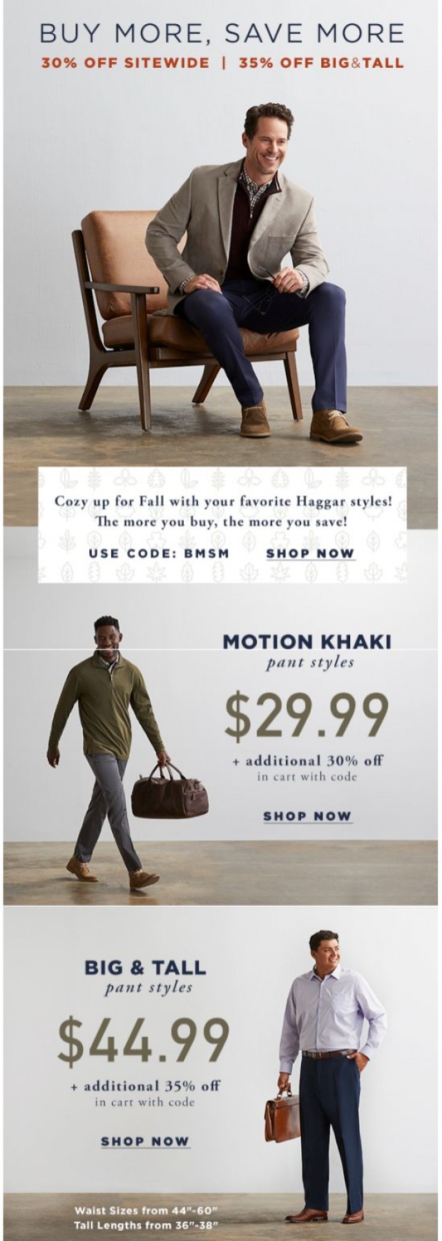 Coupon for: Haggar - Buy More, Save More! Get 30% Off Sitewide