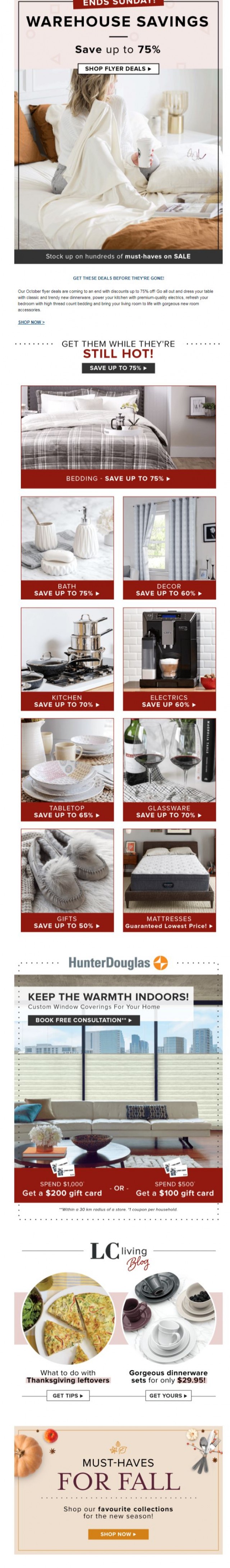 Coupon for: Linen Chest - Friendly Reminder: WAREHOUSE Sale Ends Sunday!