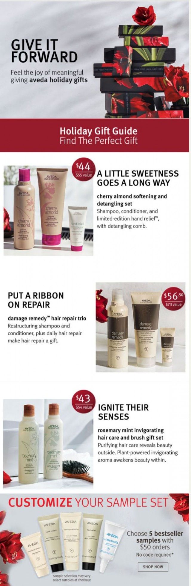 Coupon for: Aveda Online - Ready, Set, Gift! Shop our holiday gift guide