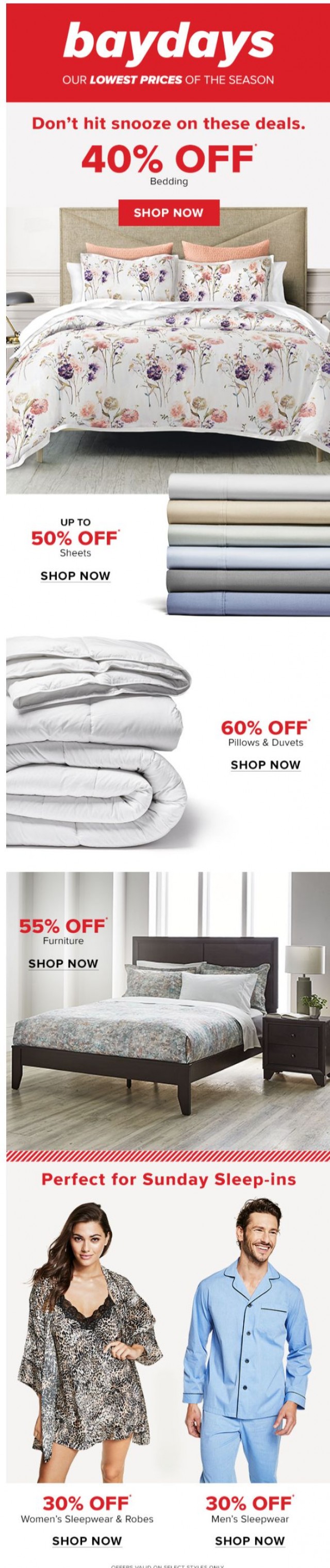 Coupon for: Hudson's Bay - Beat the BRRR: 60% OFF pillows & duvets + 40% OFF bedding & more