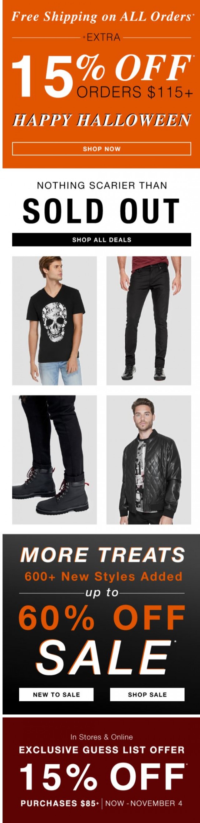 Coupon for: GUESS Factory Men - No Tricks, Just EXTRA 15% OFF